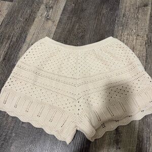 Lea & Viola High Waist Cream Knit Shorts